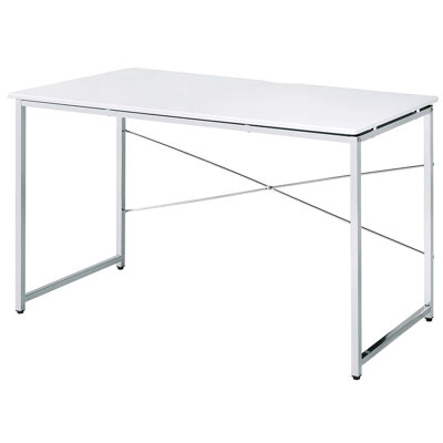 Bureau d'écriture Tennos, finition blanche et chrome