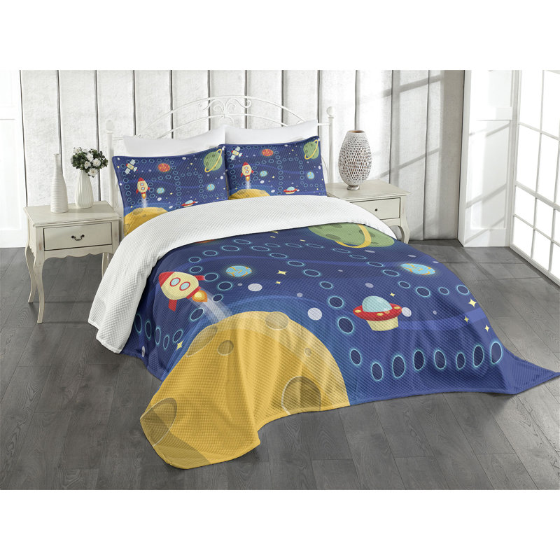 Multicolore Ambesonne, Couvre-lit grand et 2 taies décoratives