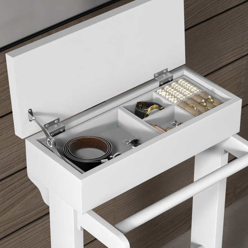 Portant à vêtements portatif, support à vêtements avec organisateur de rangement, Blanc