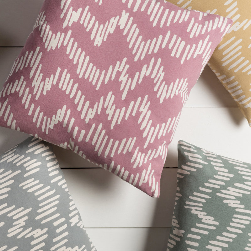 Chevron Cotton Throw Pillow, 18" H x 18" W, Pink/Neutral, No Fill