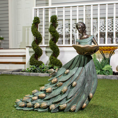 Lady in Tulip Dress Bird Feeder Statue