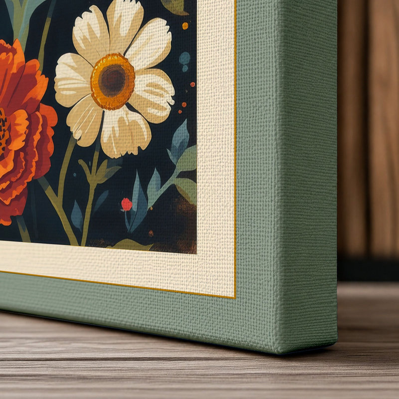 Blooming Florals Botanical - Wrapped Canvas, 24x16 - 61.0 x 40.6 cm, Sage Border