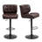 Homcom Bar Height Bar Stools Set Of 2 With Adjustable Seat, Thick Padded Cushion And Metal Footrest For Home Bar