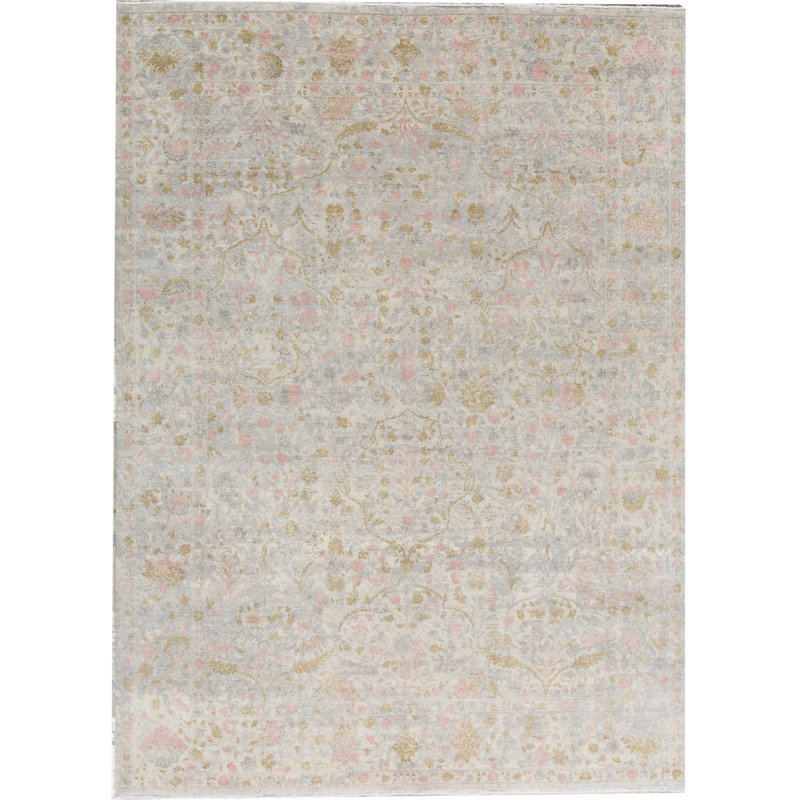 Shamas Floral Area Rug in Gray/Green/Pink/Blue