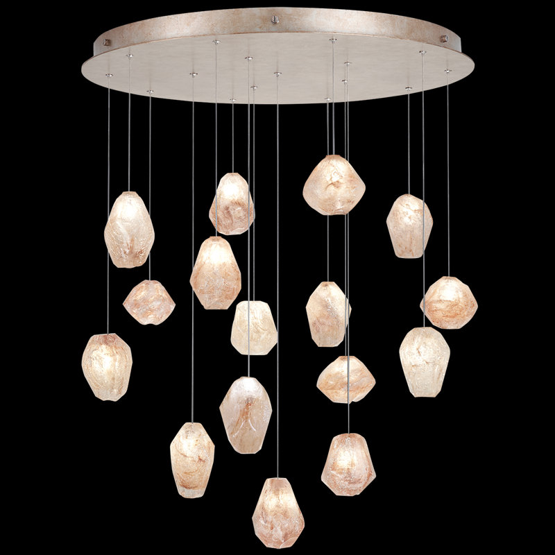 Luminaire suspendu rond 32 po Natural Inspirations, Doré, H 4,5 po x l 32 po x P 32 po