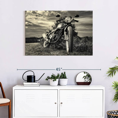 Motocyclette d'extérieur rétro sur toile