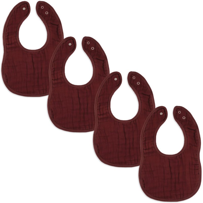 Comfy Cubs Muslin Bibs for Babies - Feeding, Drool and Teething Bib with Adjustable Snaps, Wine