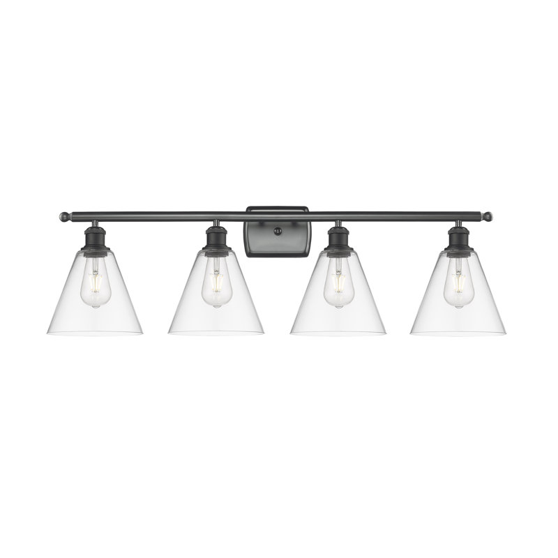 Éclairage pour salle de bain 4 lumières Hanny, Transparent, Noir mat, DEL
