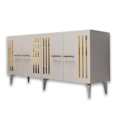 59'' Wide Rectangle Console With Golden Reflective Strips