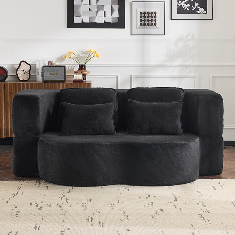 Canapé en futon chenille, Noir