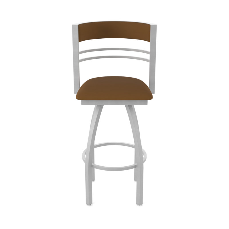 Hunter Swivel Stool, Nickel anodisé, Tabouret de comptoir (siège d'une hauteur de 25 p, Vinyle - Chaume de galop