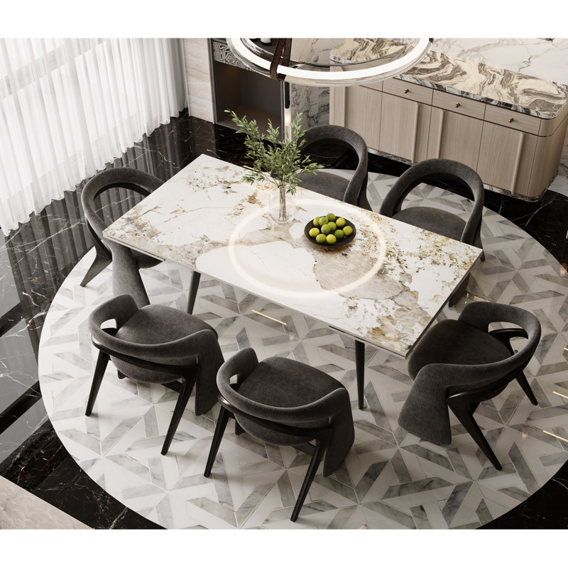 Table de salle à manger rectangulaire extensible en pierre frittée, de 160 cm à 240 cm, pour 6 à 8 personnes, idéale pour la salle à manger et la cuisine.