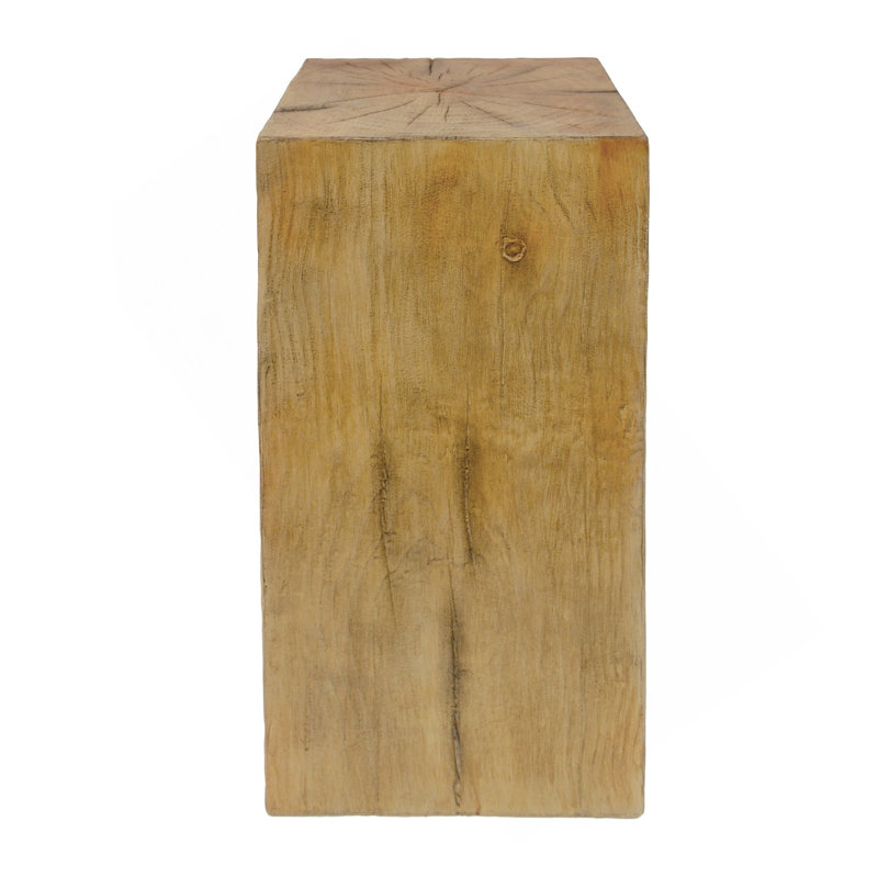 Wood-Look Square-Column MGO End Table,  H27.75",Wood-Like Distressed Finish, Mix With Different Heights, Indoor Outdoor Use,Natural Color