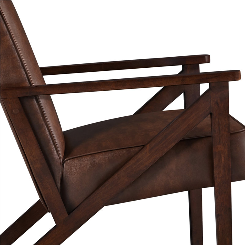 67Cm Wide Faux Leather Armchair, Dark Brown