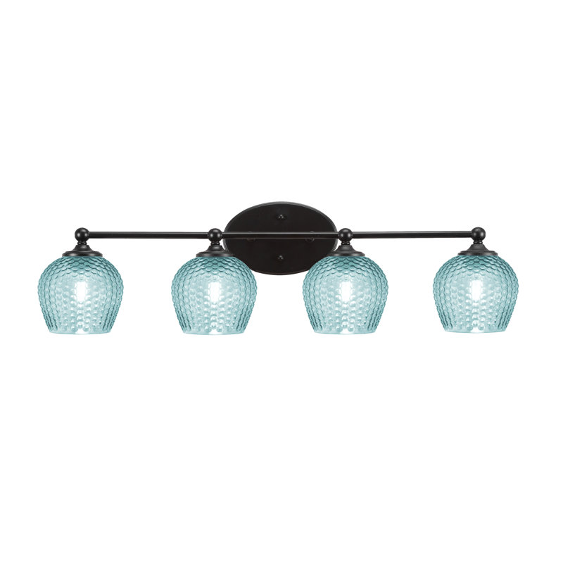 Barre d'éclairage de salle de bain 4 lumières Sheffield, Bleu, Noir mat