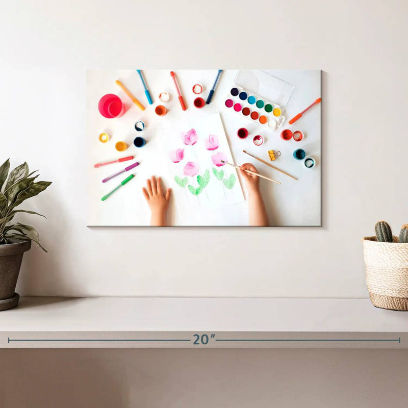 Peinture de Senne, fleur d'enfant, H 8 po x l 12 po