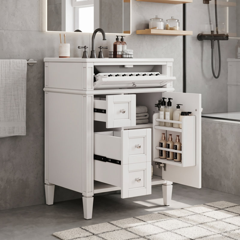 Meuble-lavabo 24 po avec lavabo supérieur, White