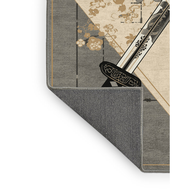 Tapis oriental doux et moelleux à motif de croisées doubles doubles Katanas, 7 x 9