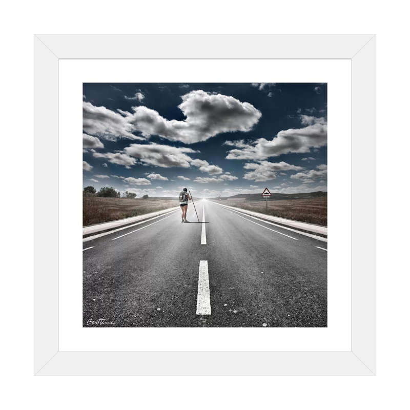 « The Road never ends » par Ben Heine-reproduction de photo, H 16 po x l 16 po x p 1 po, Papier encadré blanc, Blanc