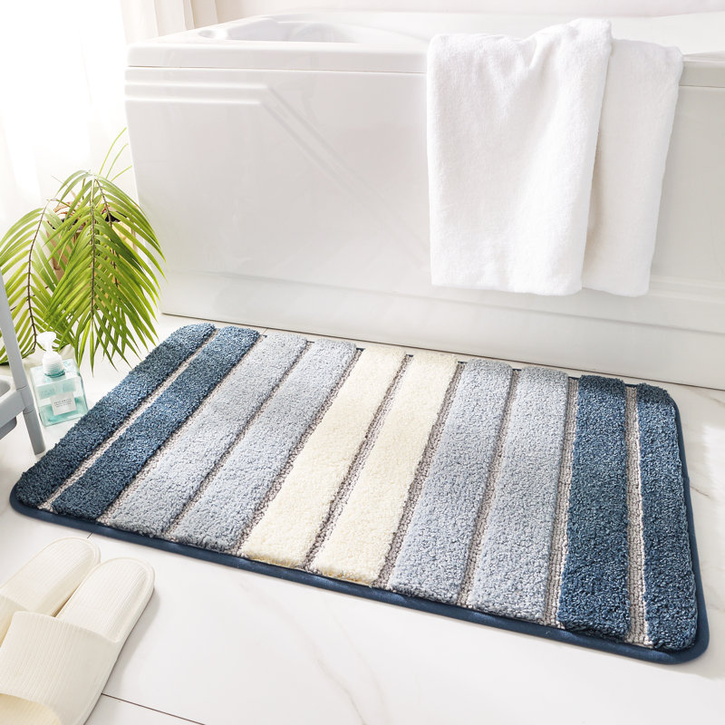 Danimir Microfiber / Microsuede Non-Slip Bath Rug, Blue, 16" W x 24" L