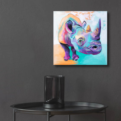 «Rhino - Fi» par Dawg Painter, art mural en verre acrylique