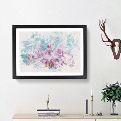 Lilac and Pink Orchids Watercolour - Picture Frame Graphic Art Print