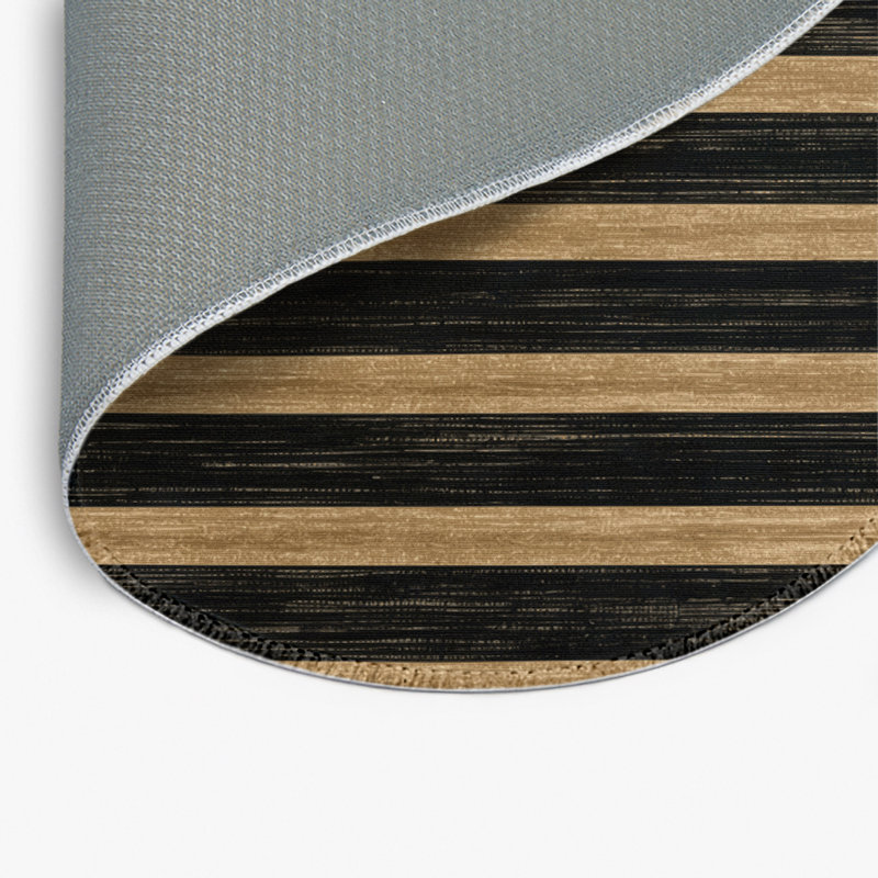 Tapis intérieur / extérieur noir HorizontalStripes, Rond 5 pi