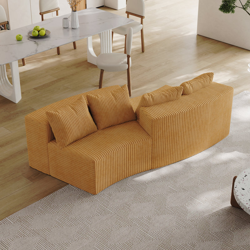 Canapé incurvé adapté aux maisons modernes Canapé modulaire incurvé en velours côtelé avec quatre coussins, canapé modulaire incurvé symétrique incurvé pour chambre à coucher, salon, bureau pour les loisirs ou sieste, salle de lecture et vestibule