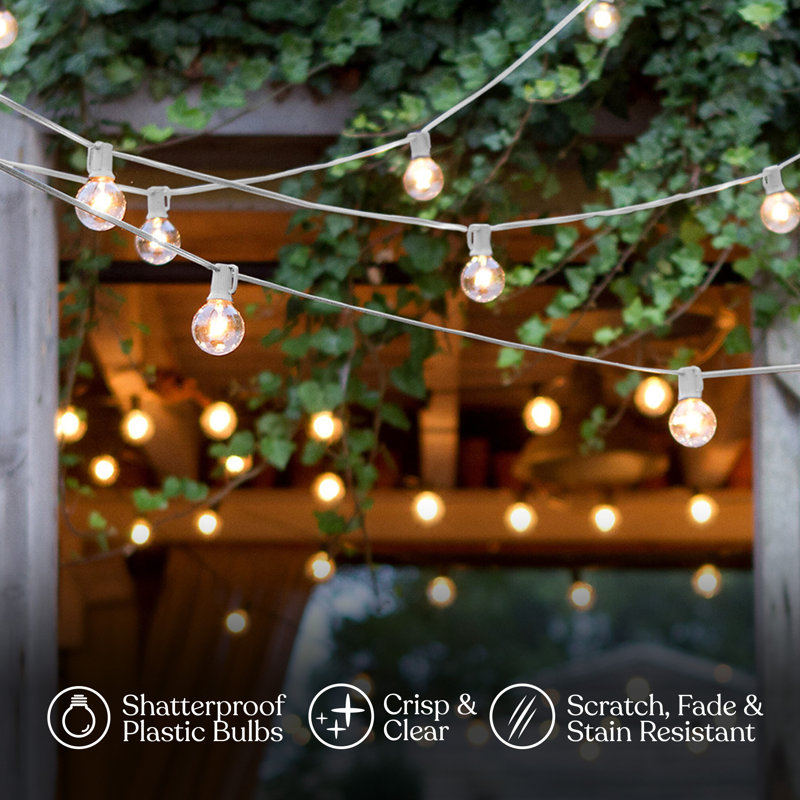 Pro 12-Light 26 ft. Outdoor Plug-In LED 1-Watt G40 Soft Bulb String Lights, White
