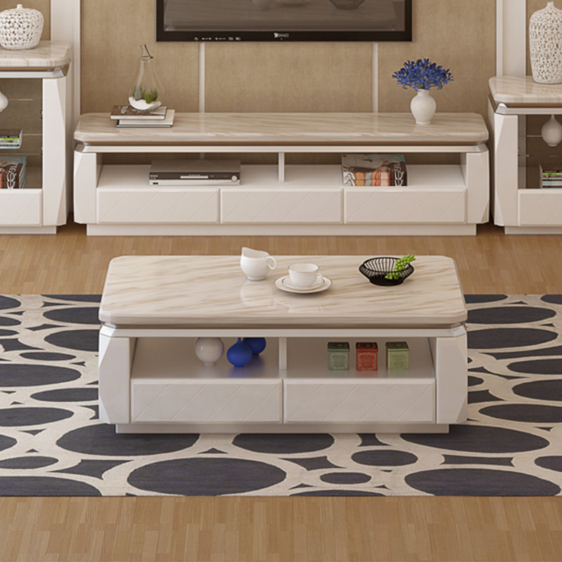 Table basse rectangulaire en marbre, H 17,7 po x L 47,2 po x l 23,6 po