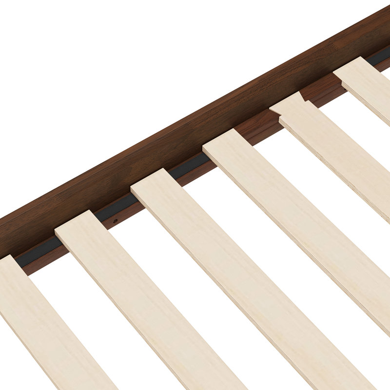 Structure de lit Mid-Century moderne en bois d'hévéa massif, mortaise sans outil à assemblage rapide et structure Tenon