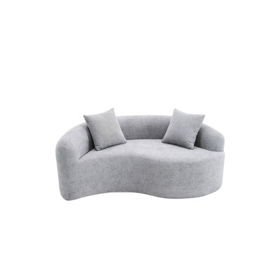 Dual-depth 042 , Grey Chenille, Bedroom And Home Office Use, 2 Seats, 400 Lbs Weight Tolerance, Tai Chi Inspired Form, Ergonomic Design, No Assembly Work With Shape, Of 21.3"/26.8", Chenille