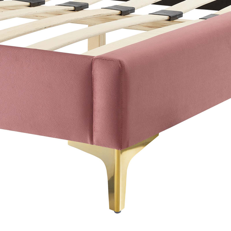 Modway Liva Performance Velvet Bed, Dusty Rose, King