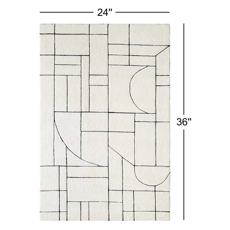 Lyla Beige/Black Area Rug, Rectangle 2' x 3'