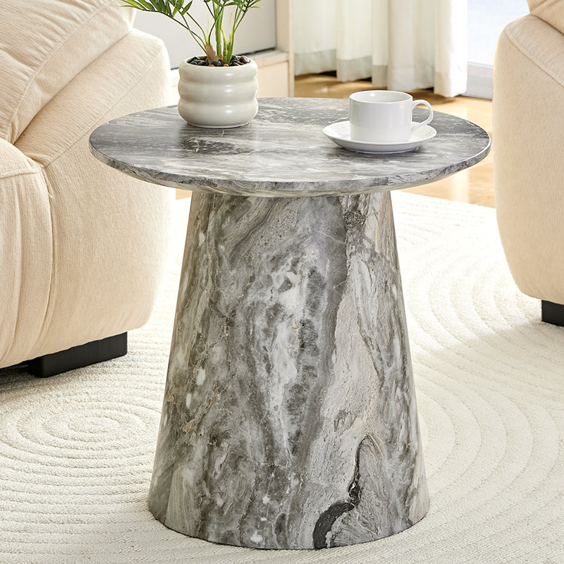 Round Coffee Table, Gray, 18.8" H x 19.6" L x 19.6" W