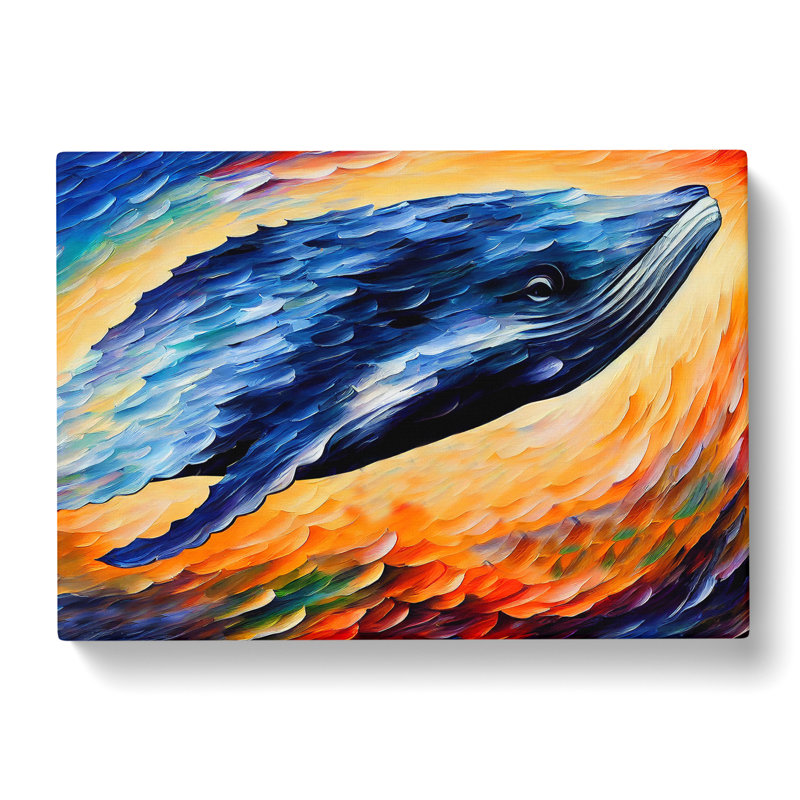 Whale Painting Abstract - Wrapped Canvas, 50cm H x 76cm W x 3cm D