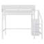 Structure de lit mezzanine simple avec escalier, tablettes et placard, métal blanc-28769725-28769723