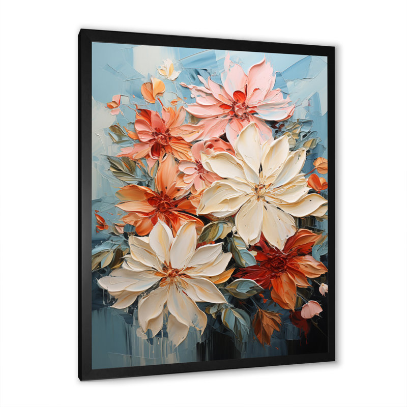 «Cavare Poinsettia Flower Abstract Harmony», reproduction, Cadre simple noir, H 20 po x l 12 po x P 1 po