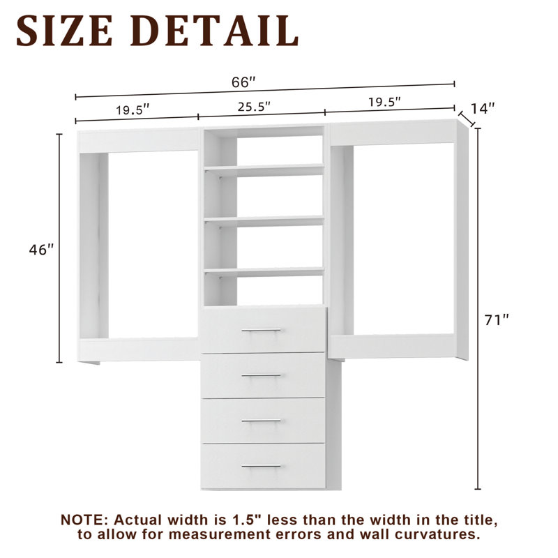 Modular Closet System, Versatile and Customizable Walk-In Design for Efficient Storage and Organization, 66" Wide