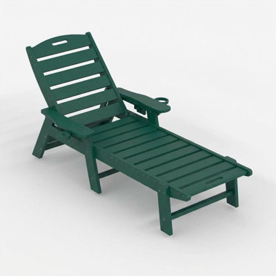 Chaise longue d'extérieur avec 5 dossier réglable Fauteuil de bronzage inclinable avec porte-gobelet