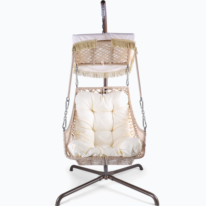 Balancelle avec support Menandros, Blanc / beige / café