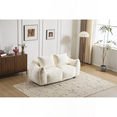 Fauteuil à billes pour adultes, fauteuil à billes moelleux ultra moelleux, méridienne surdimensionnée pour la chambre à coucher, sans assemblage requis, fauteuil de lecture confortable avec coussins, blanc