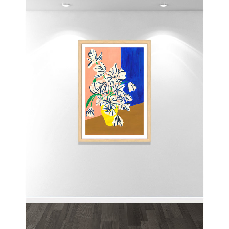 «Stripey Flowers Print» par Violets Print House, 35'' W x 49'' H, Imprimé mat, Natural