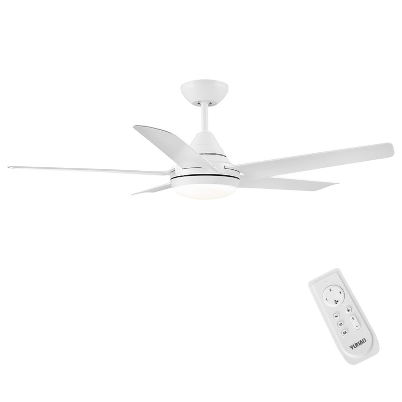 Ventilateur de plafond à DEL intégré 48 po avec pales en ABS blanc