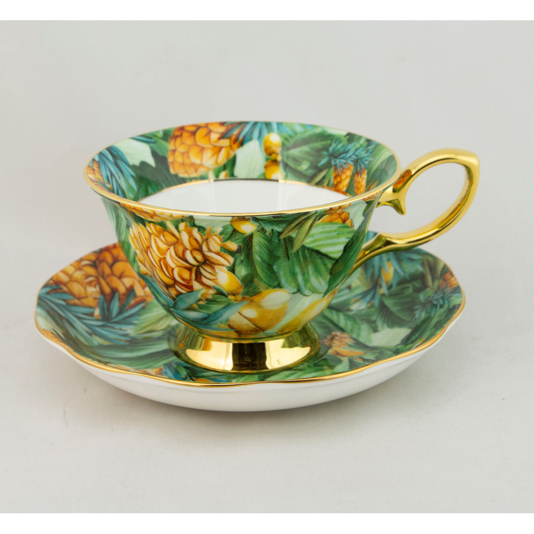 Gold Palm Bone China Teacup & Saucer Grace's Tea Ware
