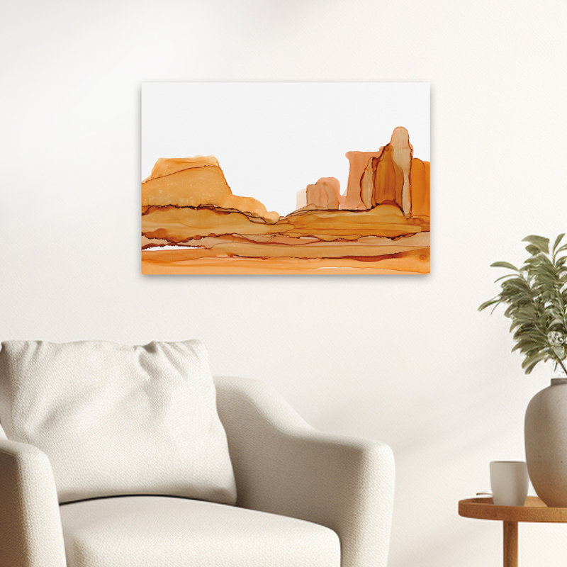 «Brownscape II» - Art abstrait abstrait à l'encre brune, H 16 po x l 24 po