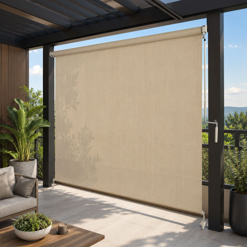 Store à enroulement extérieur sans fil 96 po x 96 po pour espaces de patio et de porche