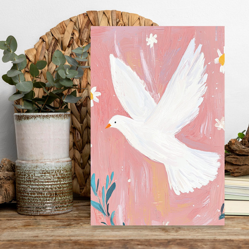 Peaceful Pink Dove Peaceful Serene Contemporary Bird Nature Spring Wall Art Print 1 Piece Wrapped Canvas Wall Art