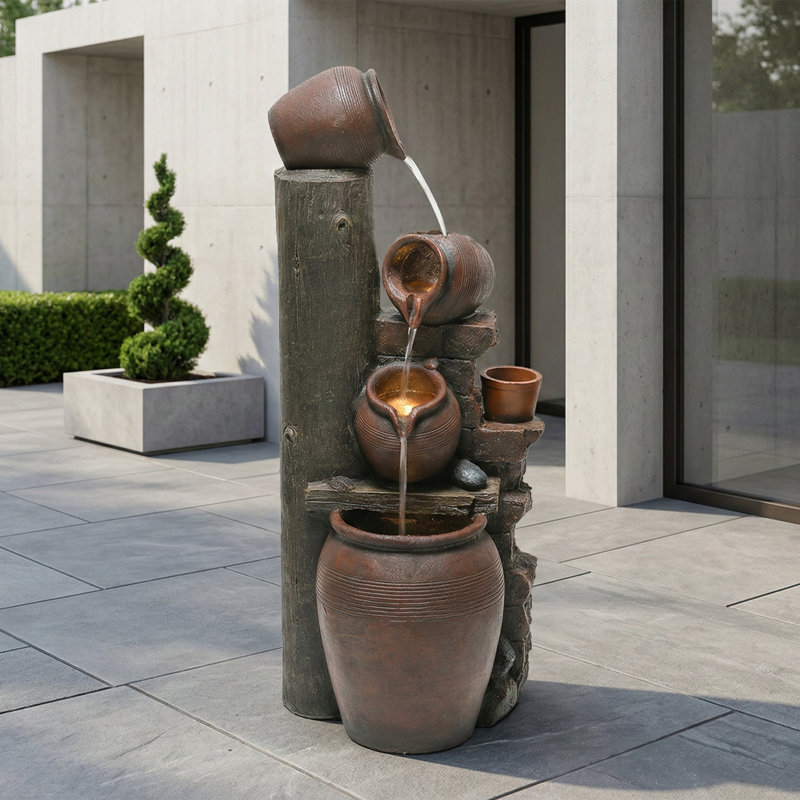 Outdoor Fountain with Lights
