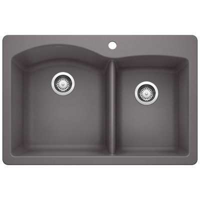 Diamond SILGRANIT 33" L x 22" W Double Bowl Drop-in/Undermount Kitchen Sink